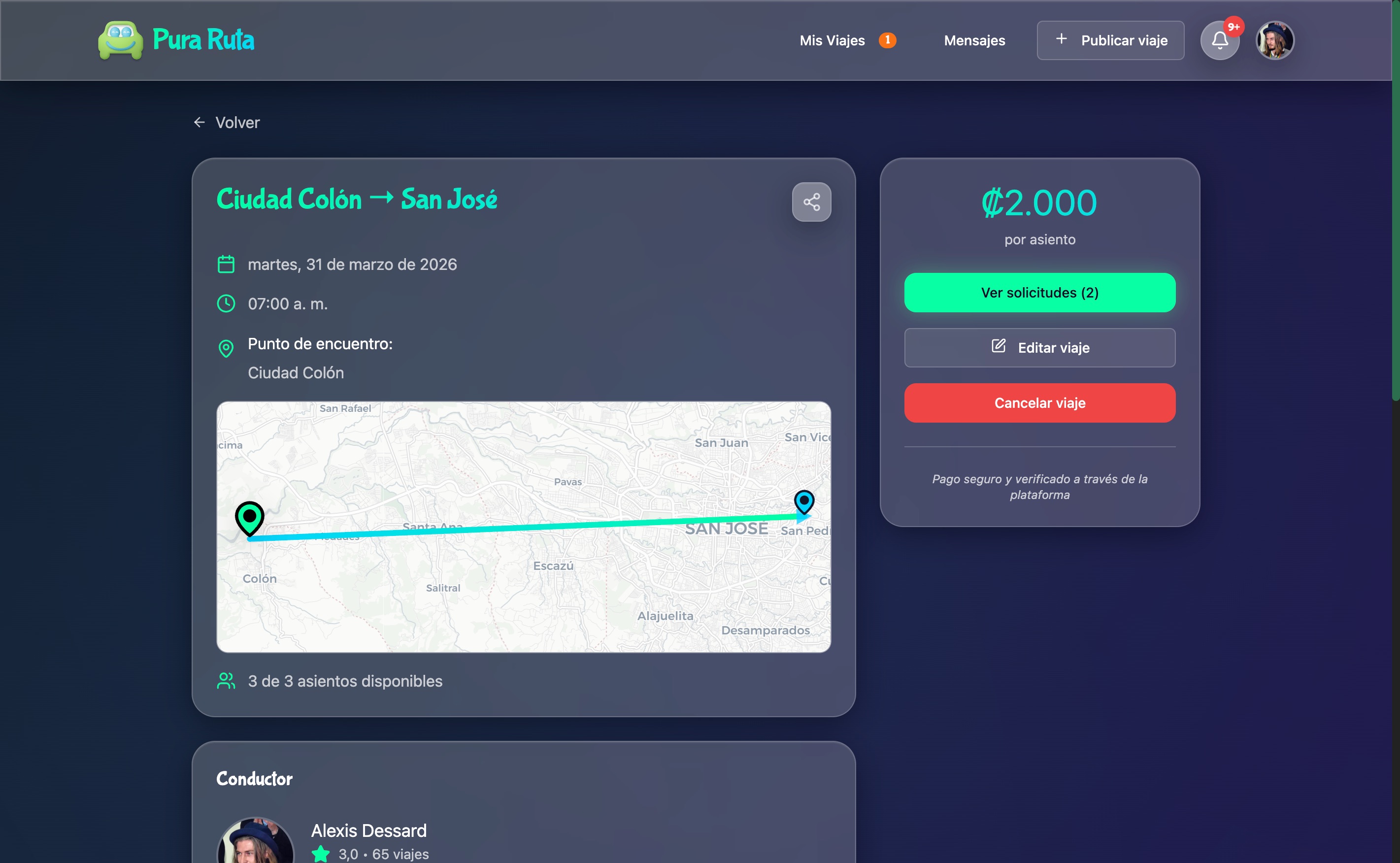 Detalle de viaje escritorio